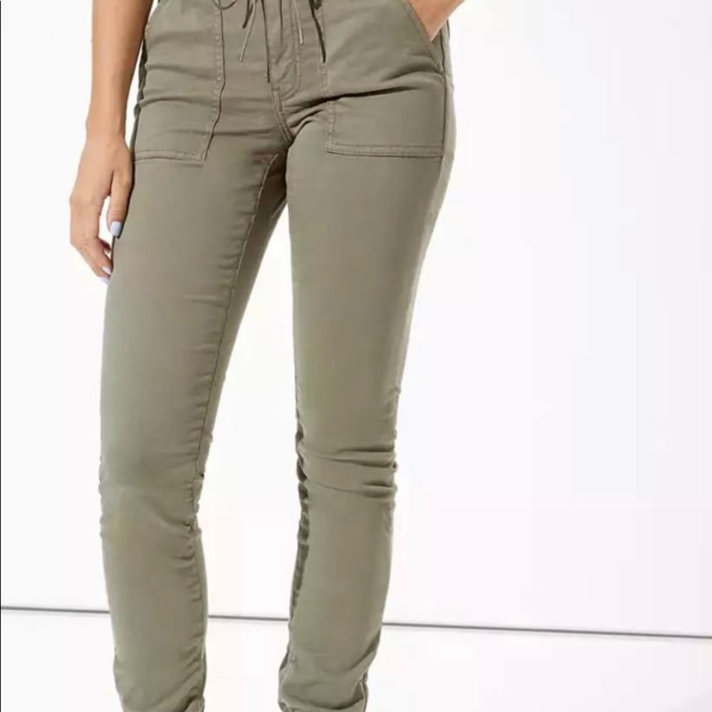 American Eagle Super Stretch Olive Green Joggers - Picture 1 of 2